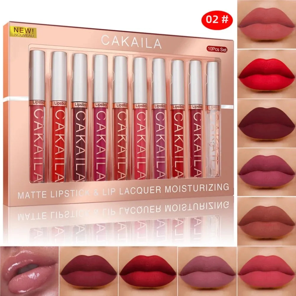 10pcs Matte Velvet Lipstick Set With Nude Lip Gloss Moisturizing Waterproof Liquid Lipstick For Women Long Lasting Lip Tint Oasis Select