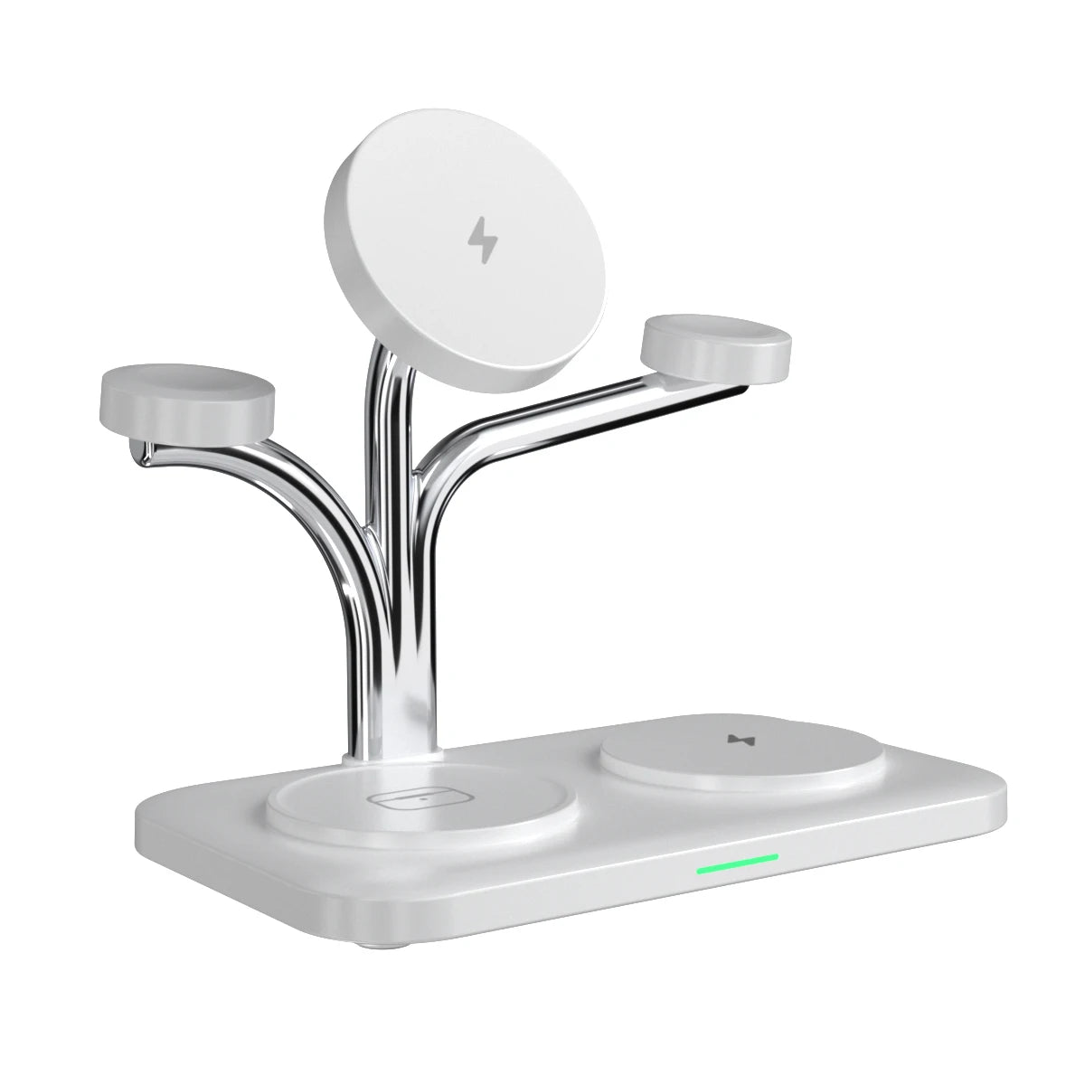 5 IN 1 15W Dual Phone Watch Magnetic Wireless Charger Fast Charging For iPhone 17~12 Samsung Apple/Galaxy Watch Aipods Pro/Buds Oasis Select WHITE