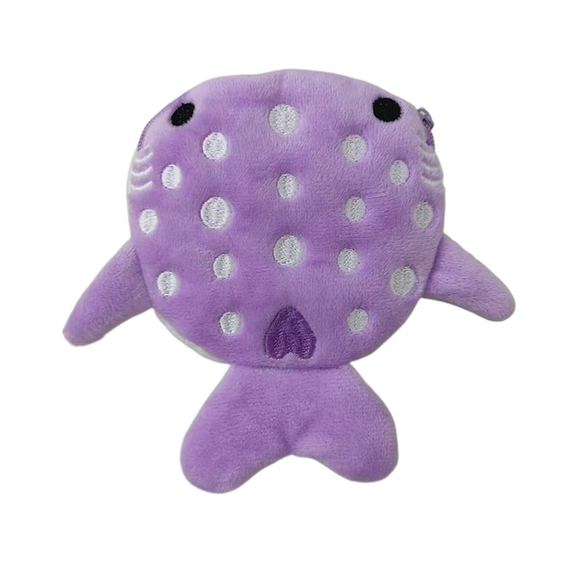 Cute Blue Shark Mini Whales Coin Purse Plush Zipper Coin Wallet Designer Women's Small Change Bag Key Earphone Pouch Oasis Select MR-07