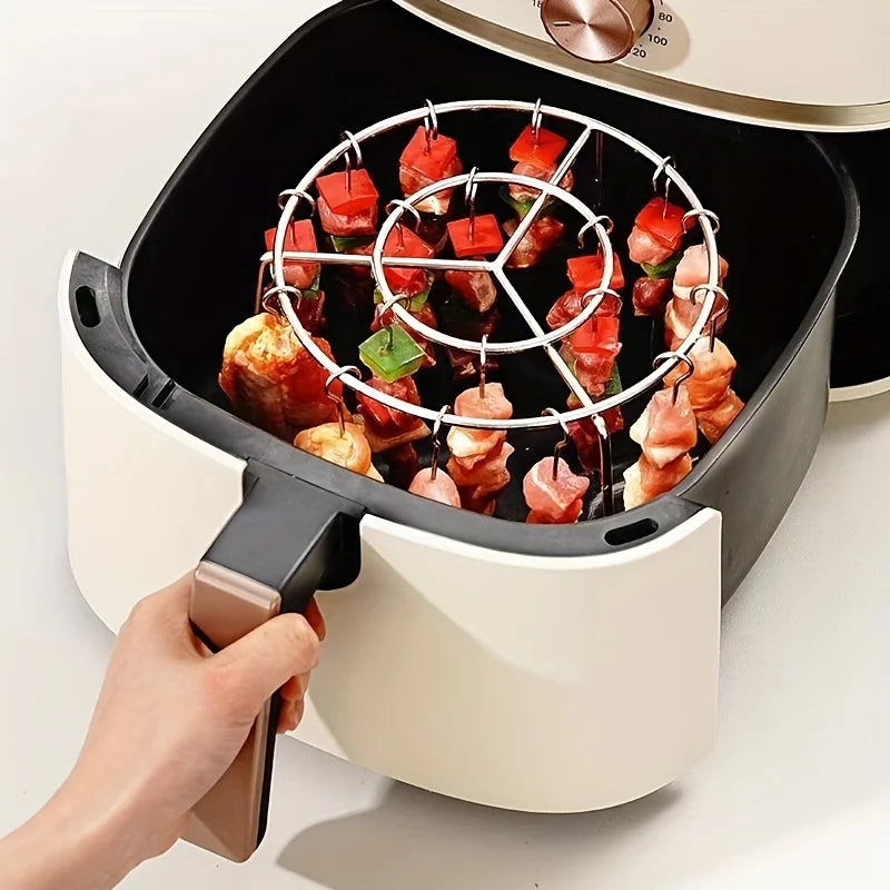 Vertical Air Fryer Skewer Rack for Even Heating,Holds Chicken Drumsticks Wings Thighs,Easy Clean BBQ Grill Rack for Home Kitchen Oasis Select