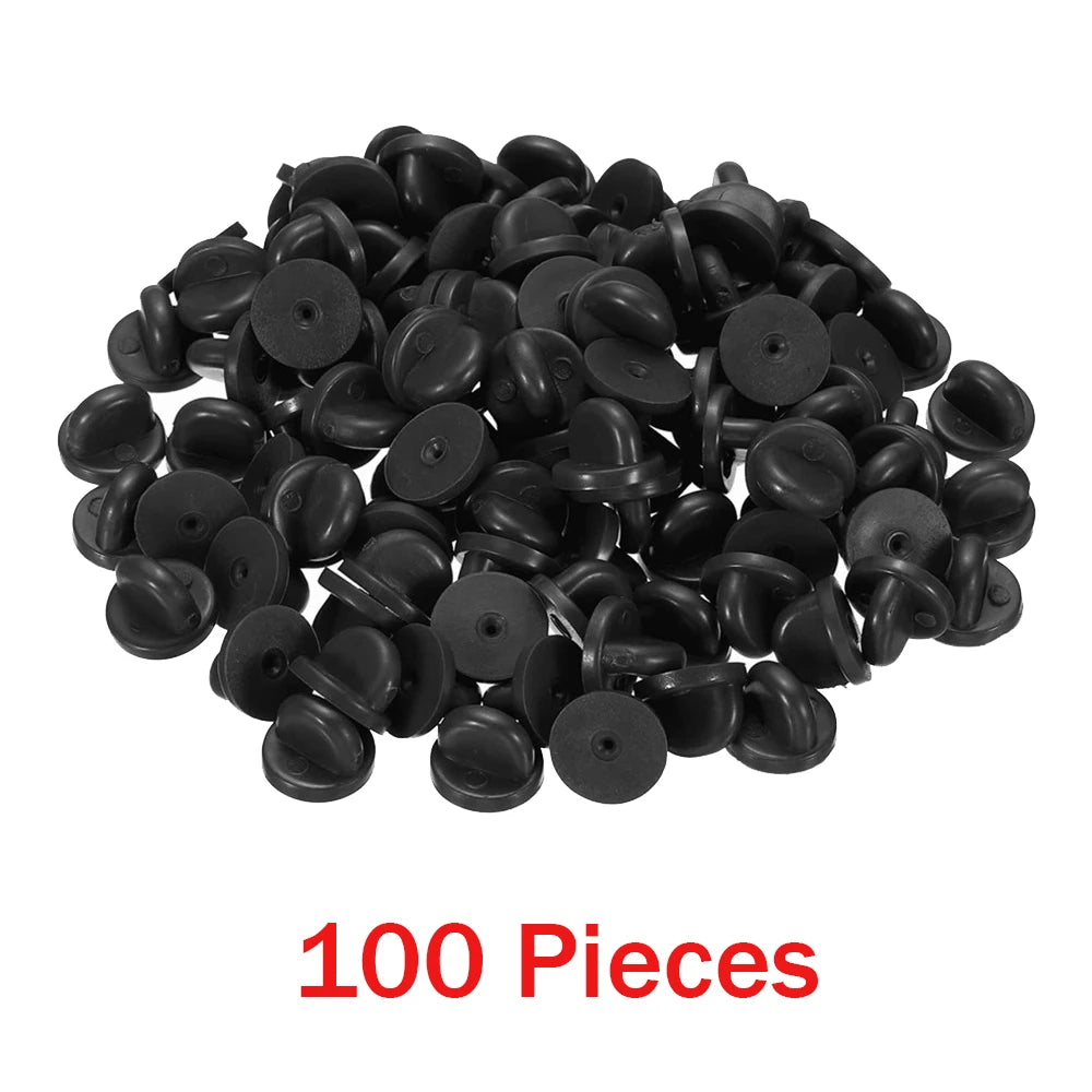50/500pcs Black PVC Rubber Pin Backs Butterfly Clutch Tie Tack Lapel Holder Clasp Pin Cap Keepers for Uniform Badges Replacement Oasis Select Black 100 Pieces
