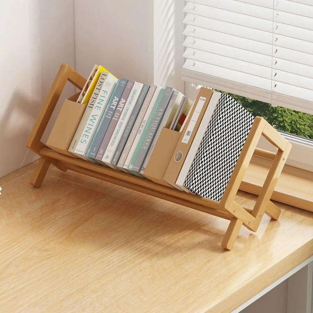 Bamboo Desktop Book & Magazine Display Shelf | Quick Assembly