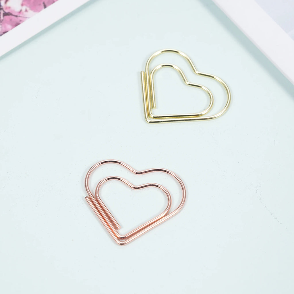 50pcs Paper Clips Gold Heart Paper Clips Small and Cute Love Shaped Paperclips for DIY Craft Scrapbooking Wedding Decoration Oasis Select