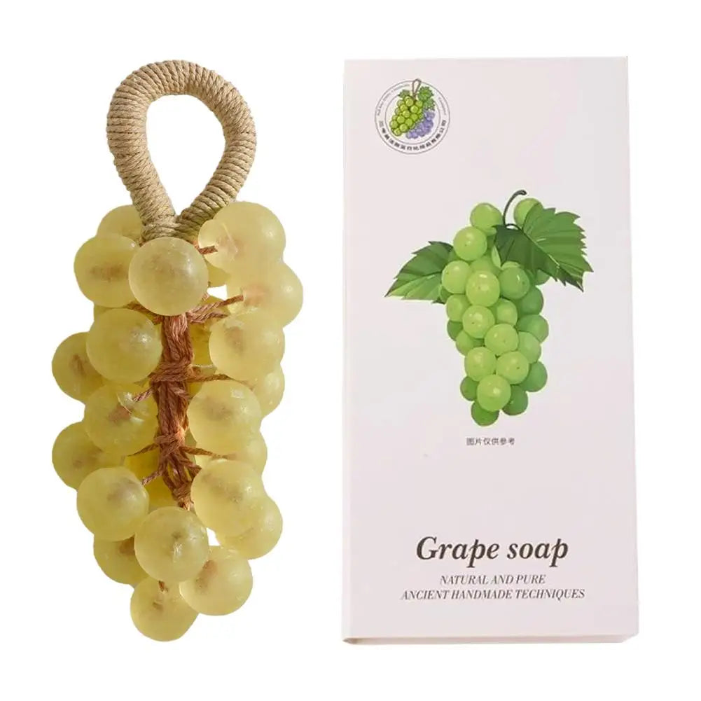 Grape Soap on a Rope with Box Christmas Gift, Handmade Grape Cluster Shape Soap Bar, Aromatic Bath Hand Wash Gift Home Decor Oasis Select yellow
