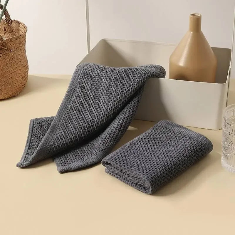 6PCS No Trace Honeycomb Absorbent Dish Tableware Kitchen Rag Towel Glass Cleaning Cleaning Tool Towel Oasis Select Random color 6pcs