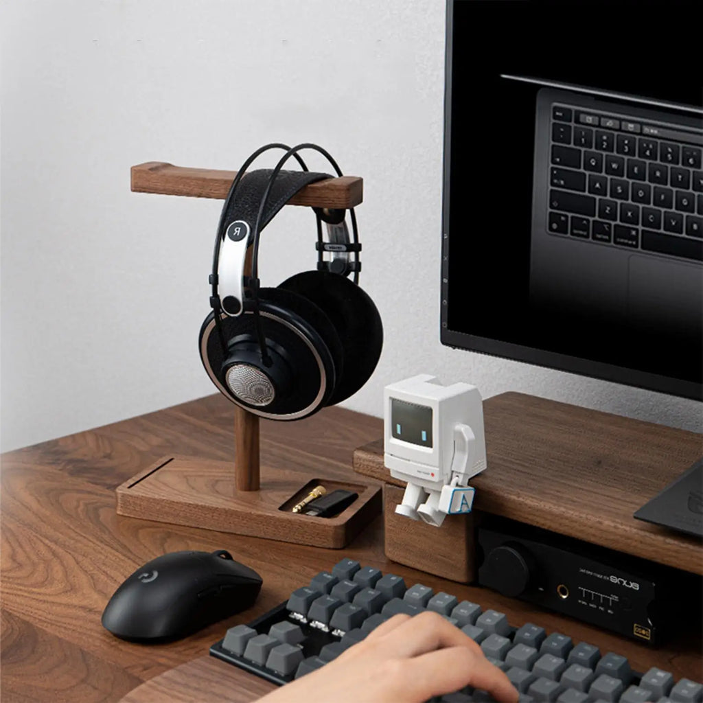 Wooden Headphone Stand Walnut Headphone Rack Rustic Desktop Headphone Hanger Universal Headphone Holder for Most Music Game Oasis Select