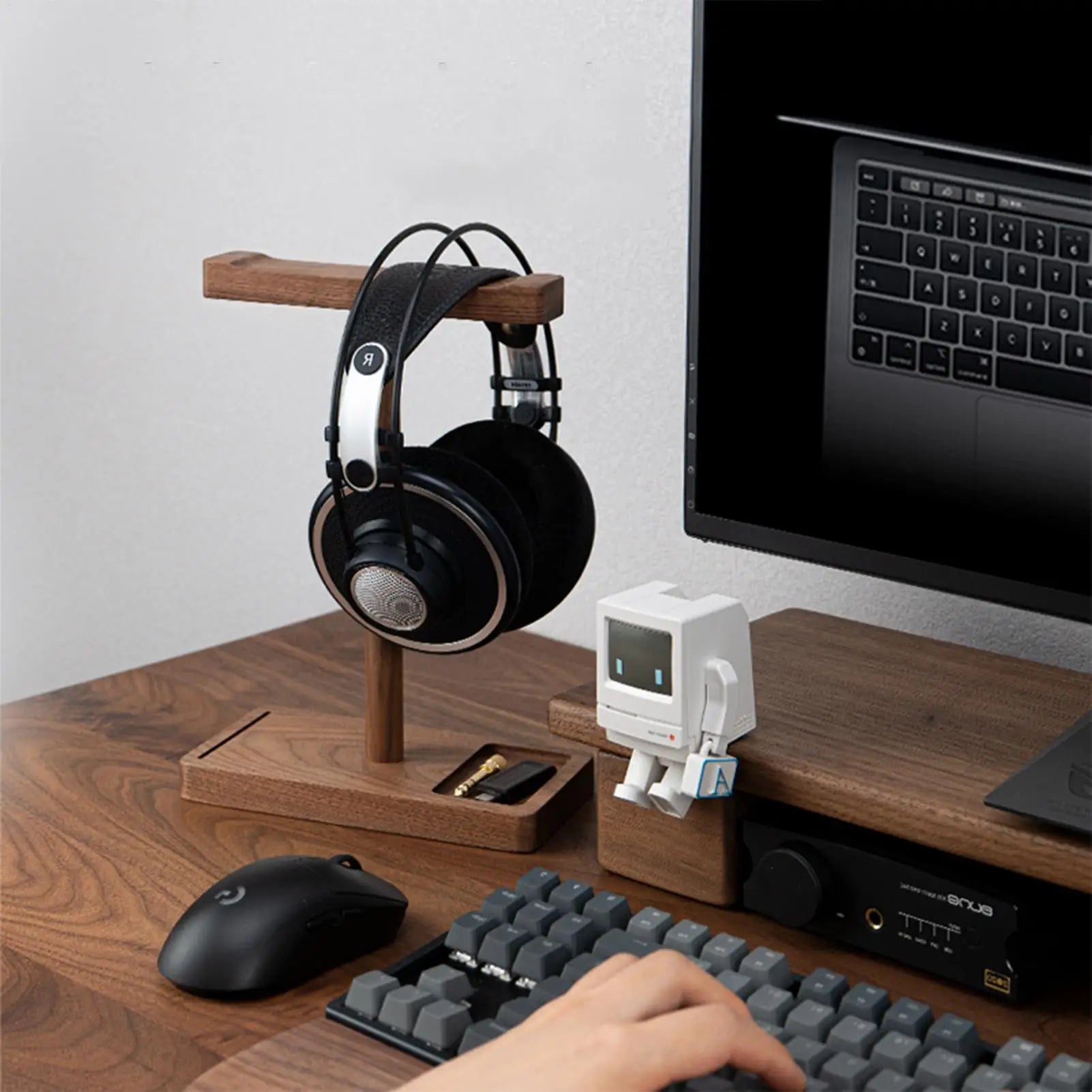Wooden Headphone Stand Walnut Headphone Rack Rustic Desktop Headphone Hanger Universal Headphone Holder for Most Music Game Oasis Select