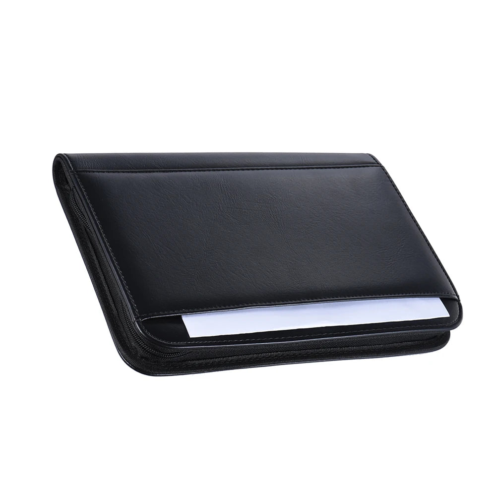 Portable Professional Business Portfolio Folder Document Case Organizer A5 PU Leather Zippered Closure with Calculator Holder Oasis Select