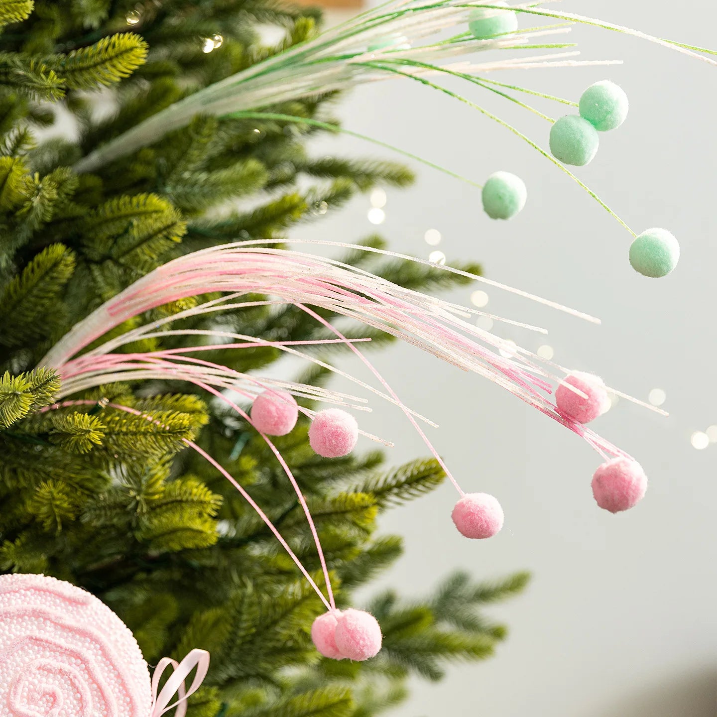 Pink Glitter Berry Stem Picks – Christmas Tree & DIY Craft Decor