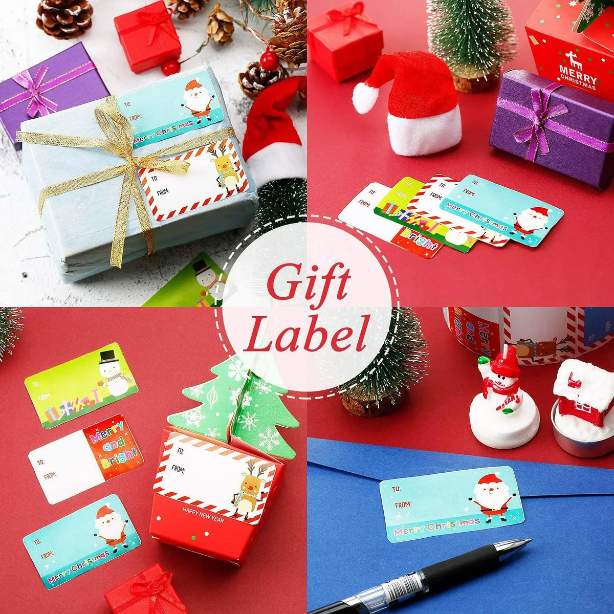 500 Pcs Christmas Tags Christmas Santa Claus Stickers Self Adhesive Christmas Tag Christmas Festival Birthday Holiday Decor Oasis Select