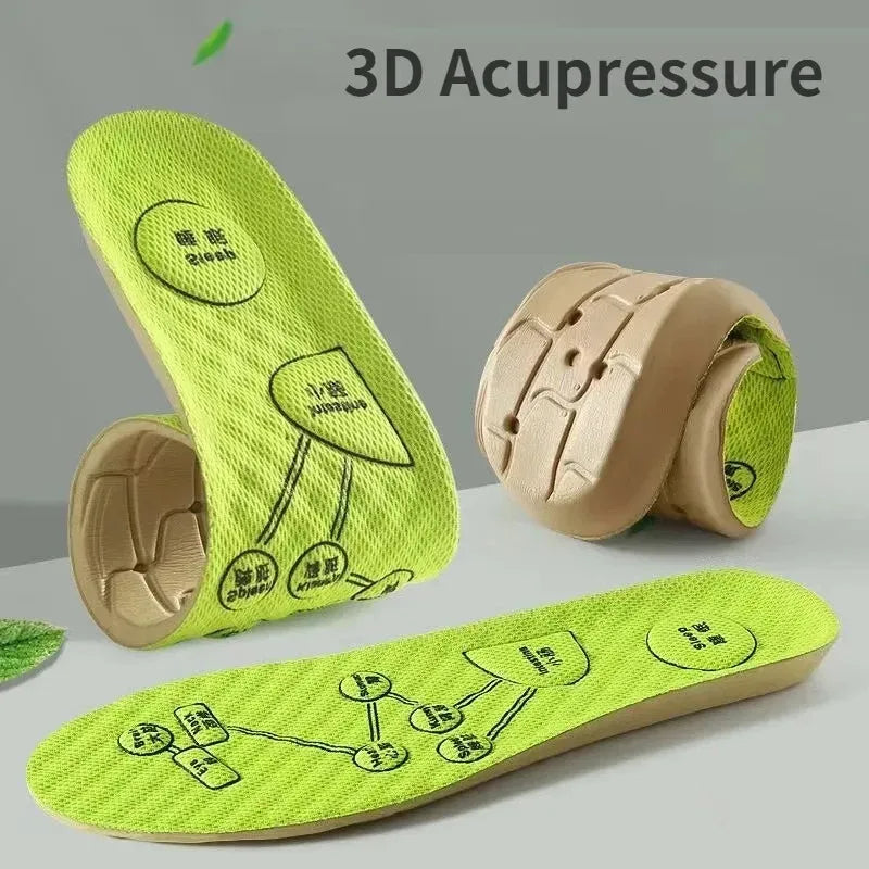 1-6pairs Foot Acupressure Insole Men Women Soft Breathable Sports Cushion Inserts Sweat-absorbing Deodorant Insole Shoe Pads Oasis Select
