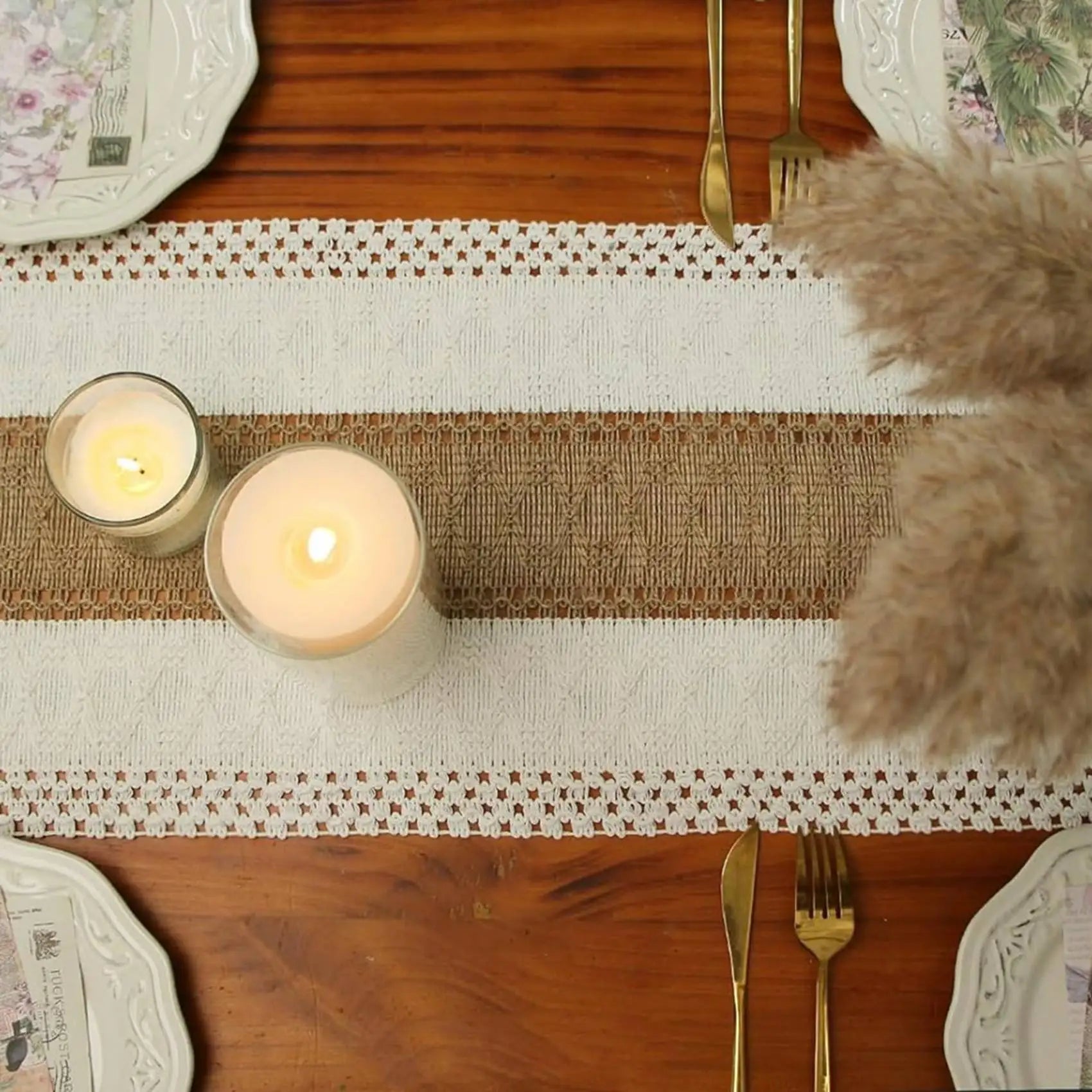 2026-WISH 3X Table Cloth, Cotton And Linen Splicing With Knotted Tassels, Table Flag, Holiday Wedding Decoration, Table Cloth Oasis Select