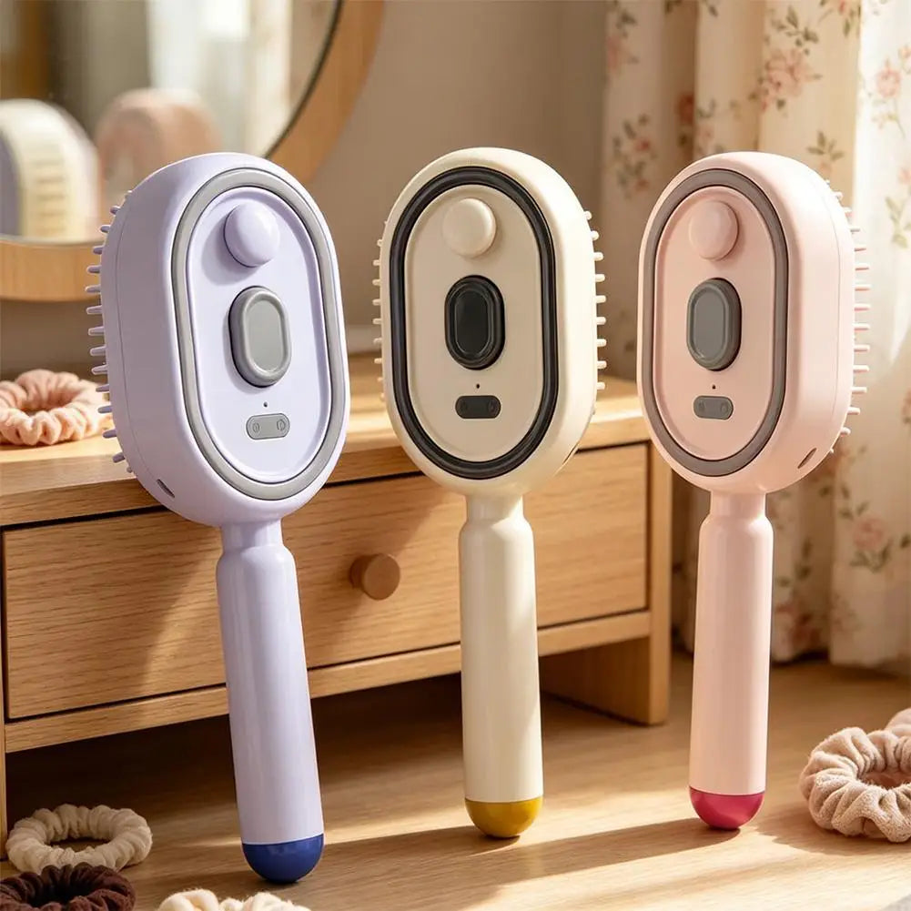 New Electric Spray Air Cushions Massage Comb Anti-static Self-cleaning Steam Essential Oil Brush Vibration Scalp Massager Combs Oasis Select
