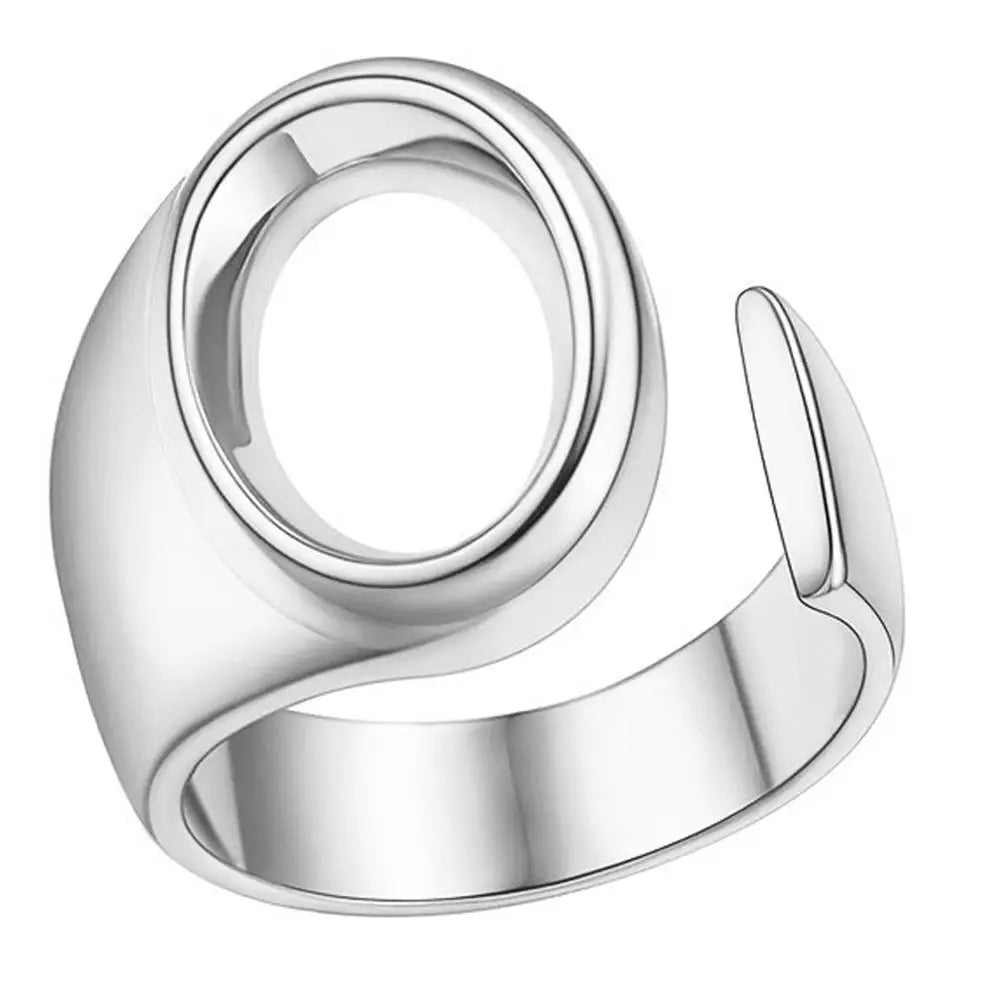 A-Z Initial Letter Ring – Adjustable Silver Open Ring for Women