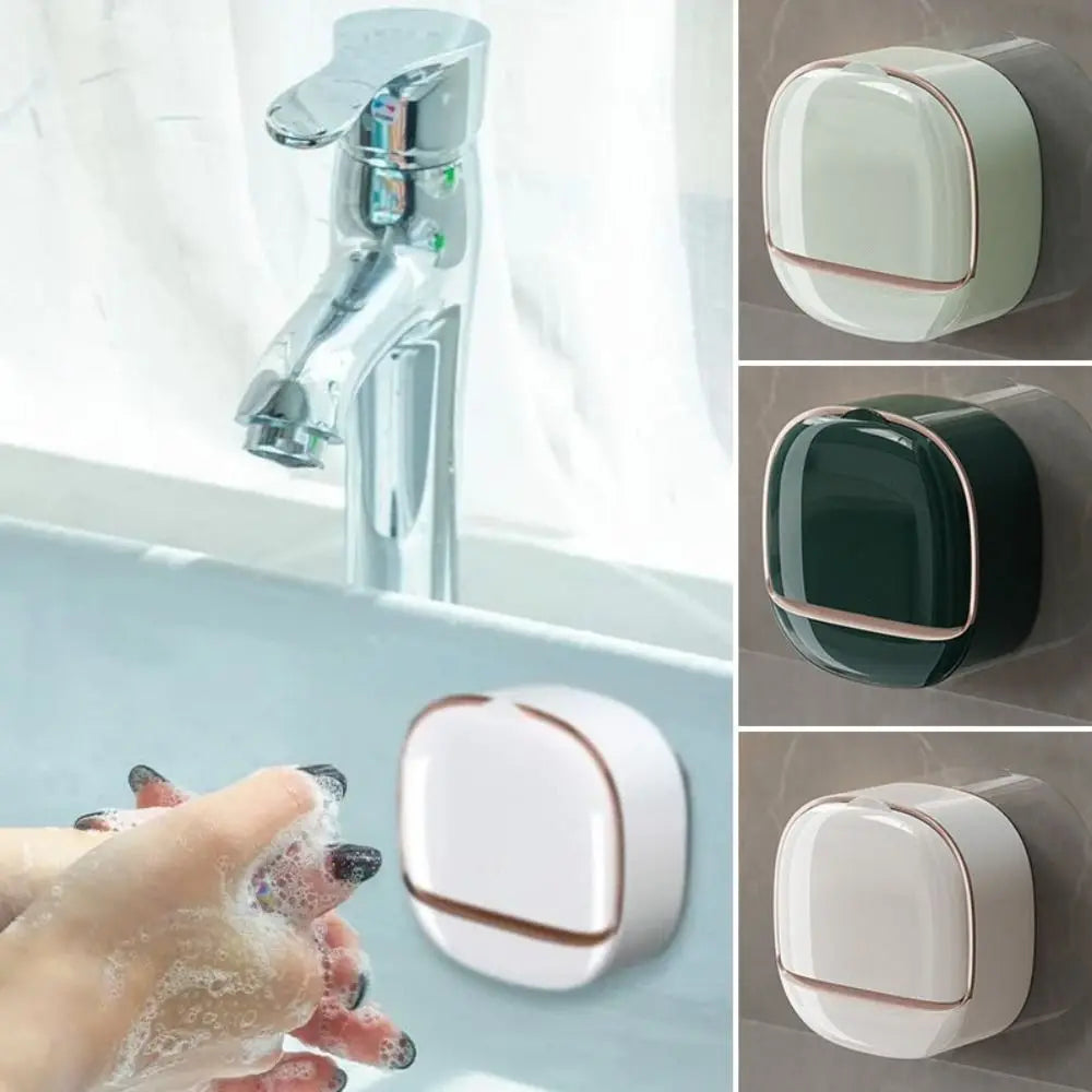 Wall Mounted Soap Dish With Drainage Box Waterproof Punch-Free Bathroom Drain Soap Box Soap Storage Case Bathroom Accessories Oasis Select