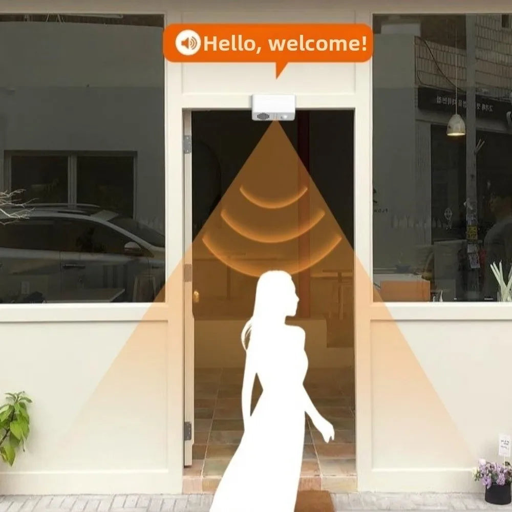 PIR Motion Sensor Wireless Smart Doorbell Anti-theft Audio Alert Voice Announcement Alarm Wall Mounted Motion Activated Chime Oasis Select