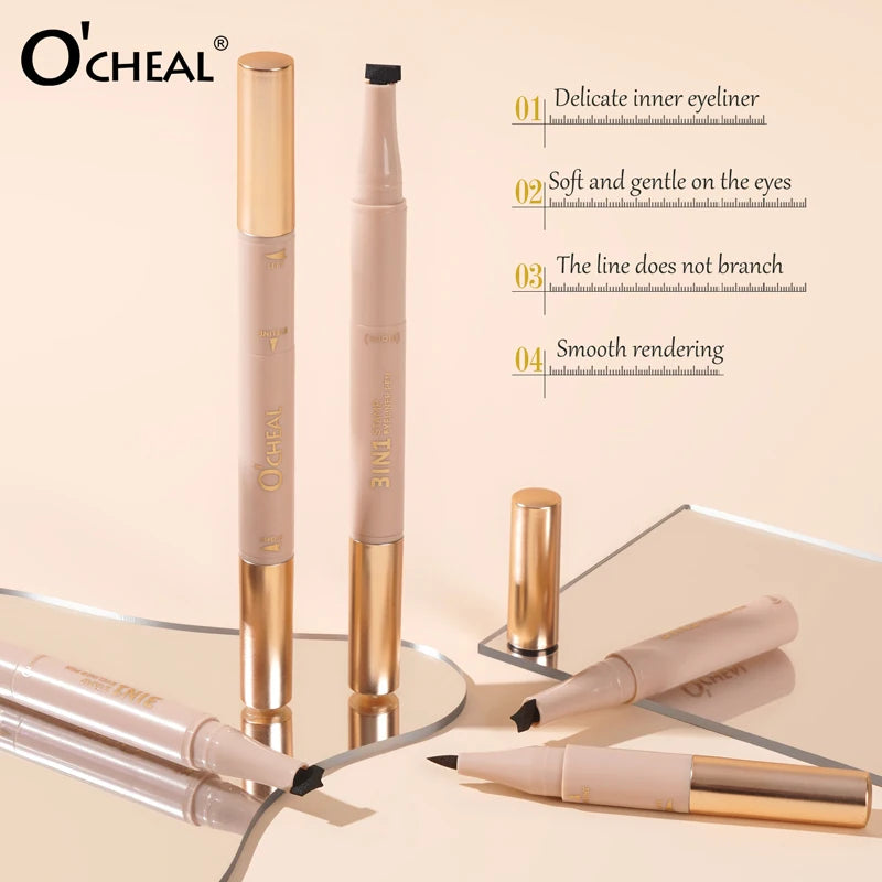 O'CHEAL 3 In 1 Stamp Eyeliner Pen Waterproof Non-Smudge Eyeliner Smooth Quick-Drying Long-lasting Dual-head Eye Tail Stamp Oasis Select