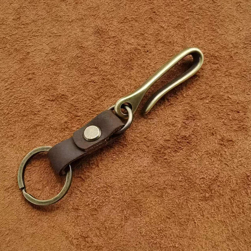 Vintage Leather Keychain Bag Accessories High Quality Cowhide Men's Car Keychain Fashion U-shaped Waist Hook Decorative Gift Oasis Select 01