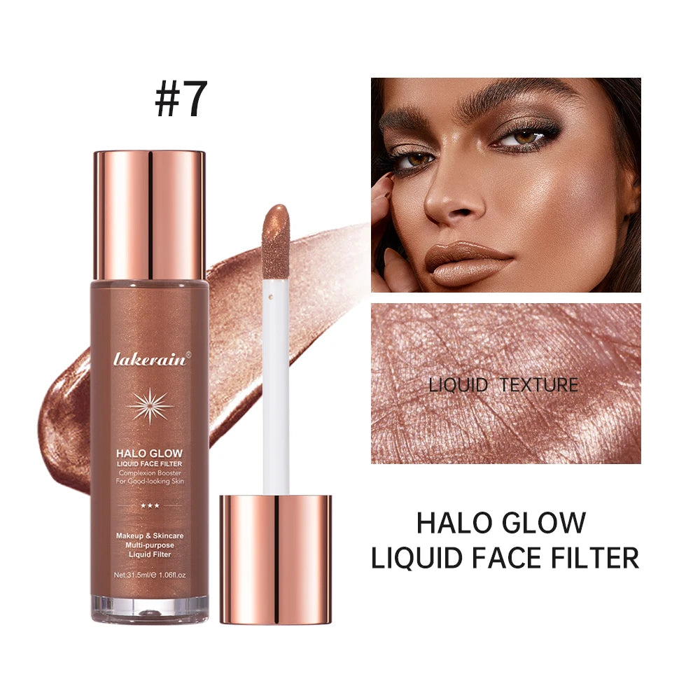 Halo Glow Liquid Filter Liquid Highlighter Face Contouring Pearlescent Makeup Brightener Bronzer Glow Body Face Contour Shimmer Oasis Select 7