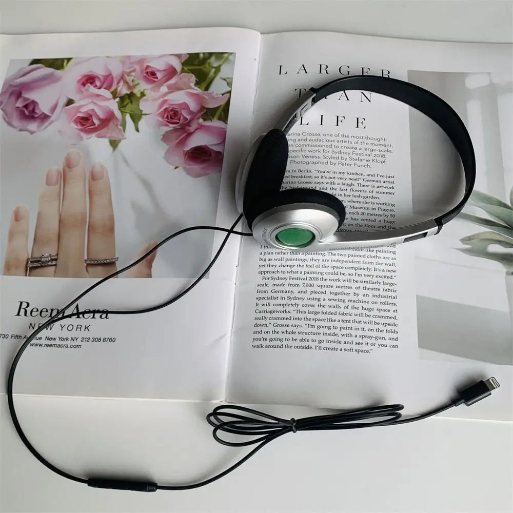 Y2k Personality Retro Headphones Millennium Wind Headset Blue Black Fashion Style Headset Over Ear Earbud 3.5mm Type C Headset Oasis Select Green-IOS