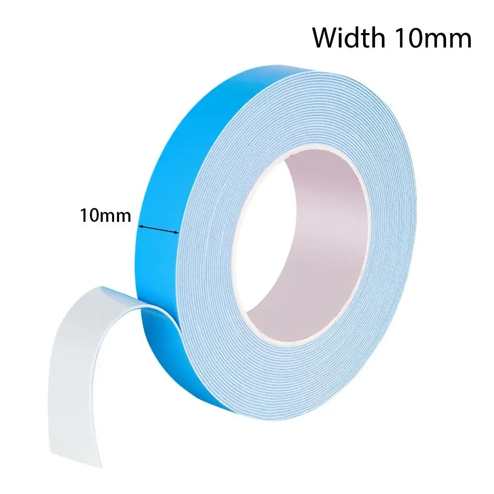 10Meters/Roll Blue Film White Double Sided Tape Strong Self Adhesive Multifunctional PE Foam Tape Sponge Strip Oasis Select Width 10mm