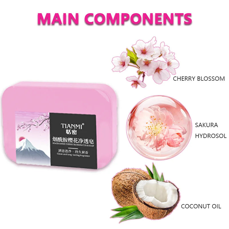 4PCS Niacinamide Cherry Blossom Handmade Soap, Rich in Niacinamide and Cherry Blossom Extract, Gently Cleanses and Moisturizes Oasis Select