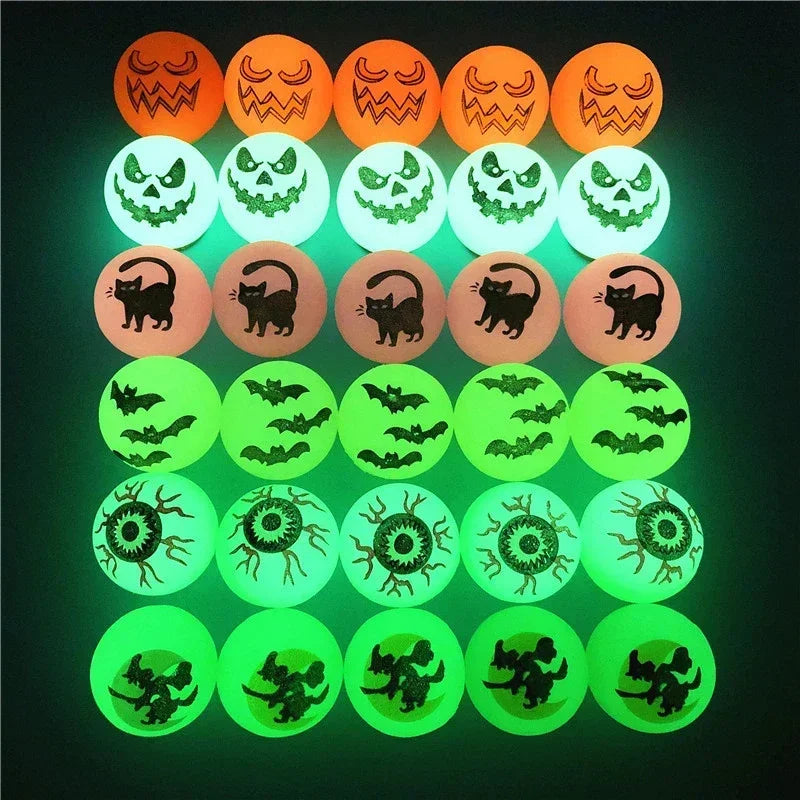 10Pcs Halloween Luminous Bouncy Ball Pumpkin Witch Rubber Ball Toys for Kids Birthday Party Favos Halloween Party Decoration Oasis Select
