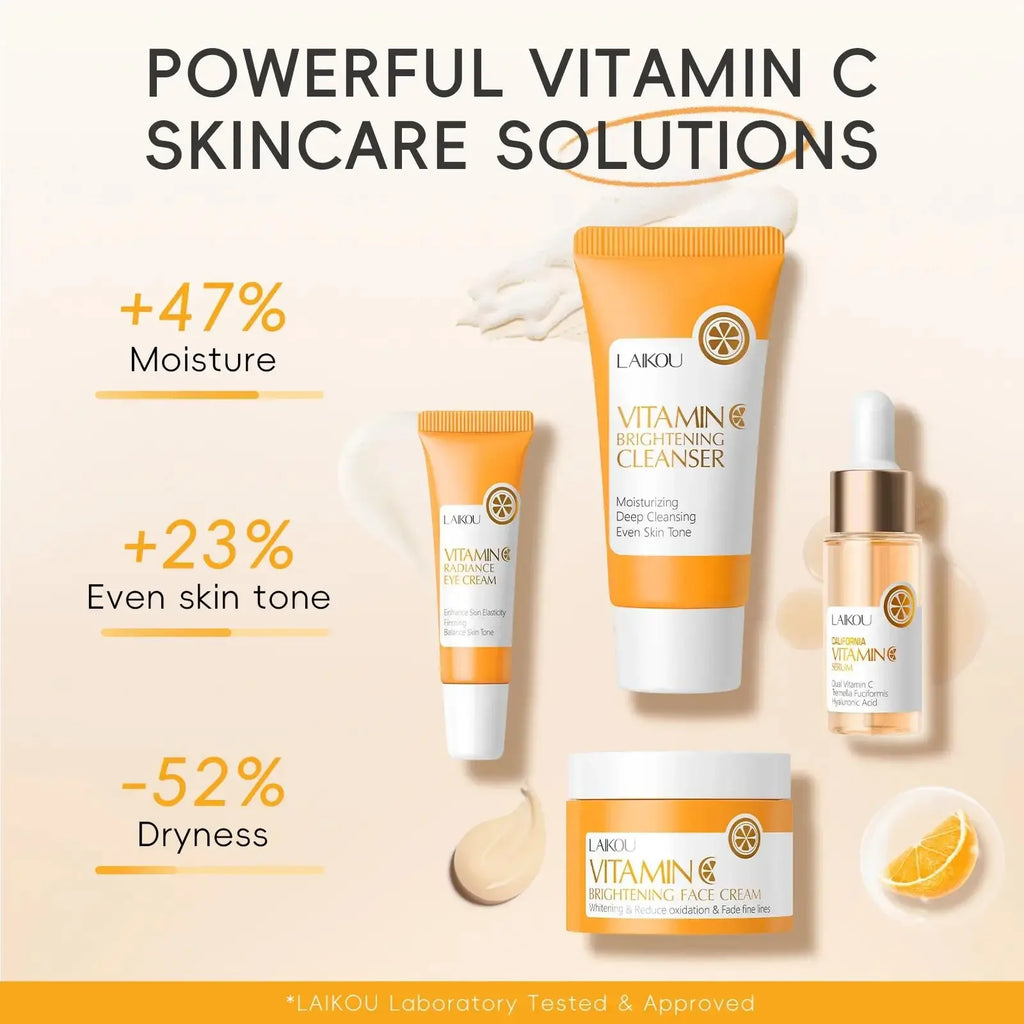 Anti Aging Vitamin C Brightening Skin Care Kit Hydrating Serum Moisturizer Eye Cream Face Treatment Cleanser Oasis Select