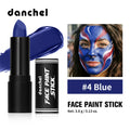 Face Paint Stick High Pigment Multi-Use Black Sticks Lip Color Body Paint Safe Non-Toxic Paint Stick for Halloween Cosplay Sport Oasis Select Blue