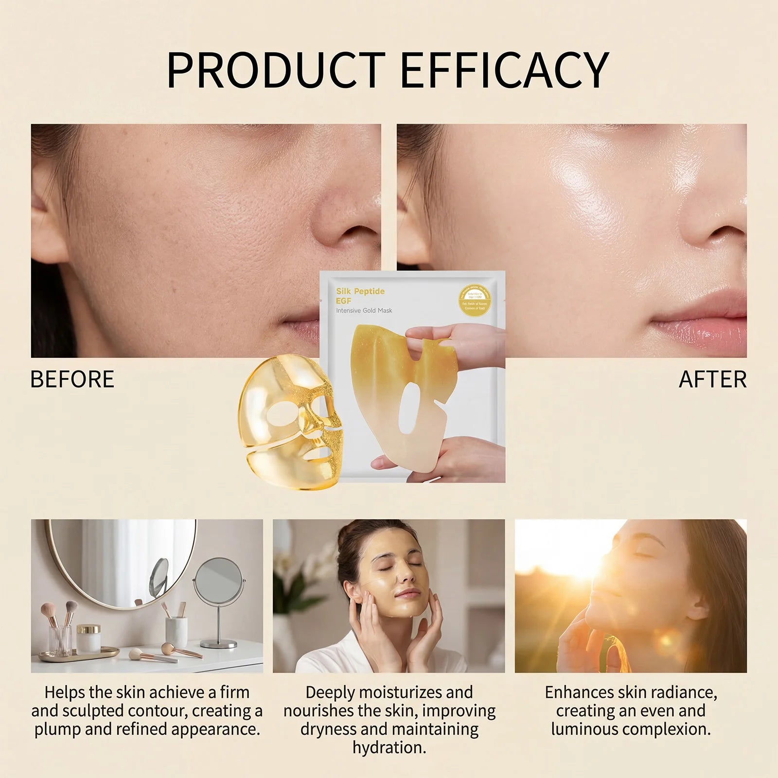 Gold Hydrating Face Mask – Brightening, Tightening & Pore Purifying
