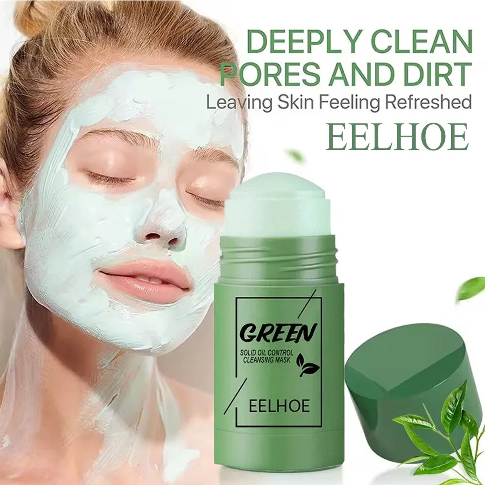 Face Clean Mask Green Tea Stick Deep Cleansing Mud Film Oil Control Remove Blackheads Pores Shrink Beauty Skin Set for Travel Oasis Select