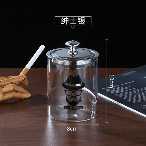 Innovative stainless steel glass ashtray with anti fly ash cover standing ashtray Oasis Select Black old man