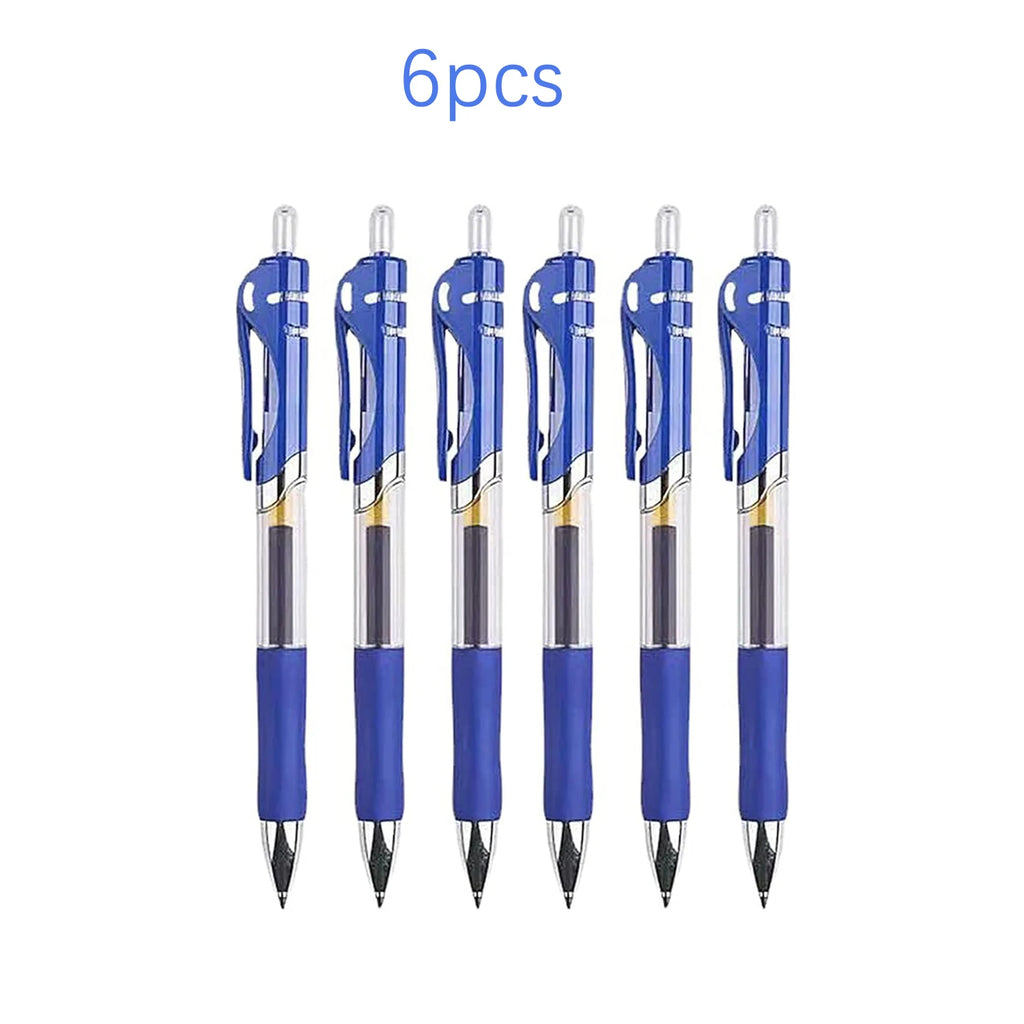 6/12pcs Retractable Gel Pens Set Black/Red/Blue Ink Ballpoint for Writing Refills Office Accessories School Supplies Stationery Oasis Select 6Pcs blue