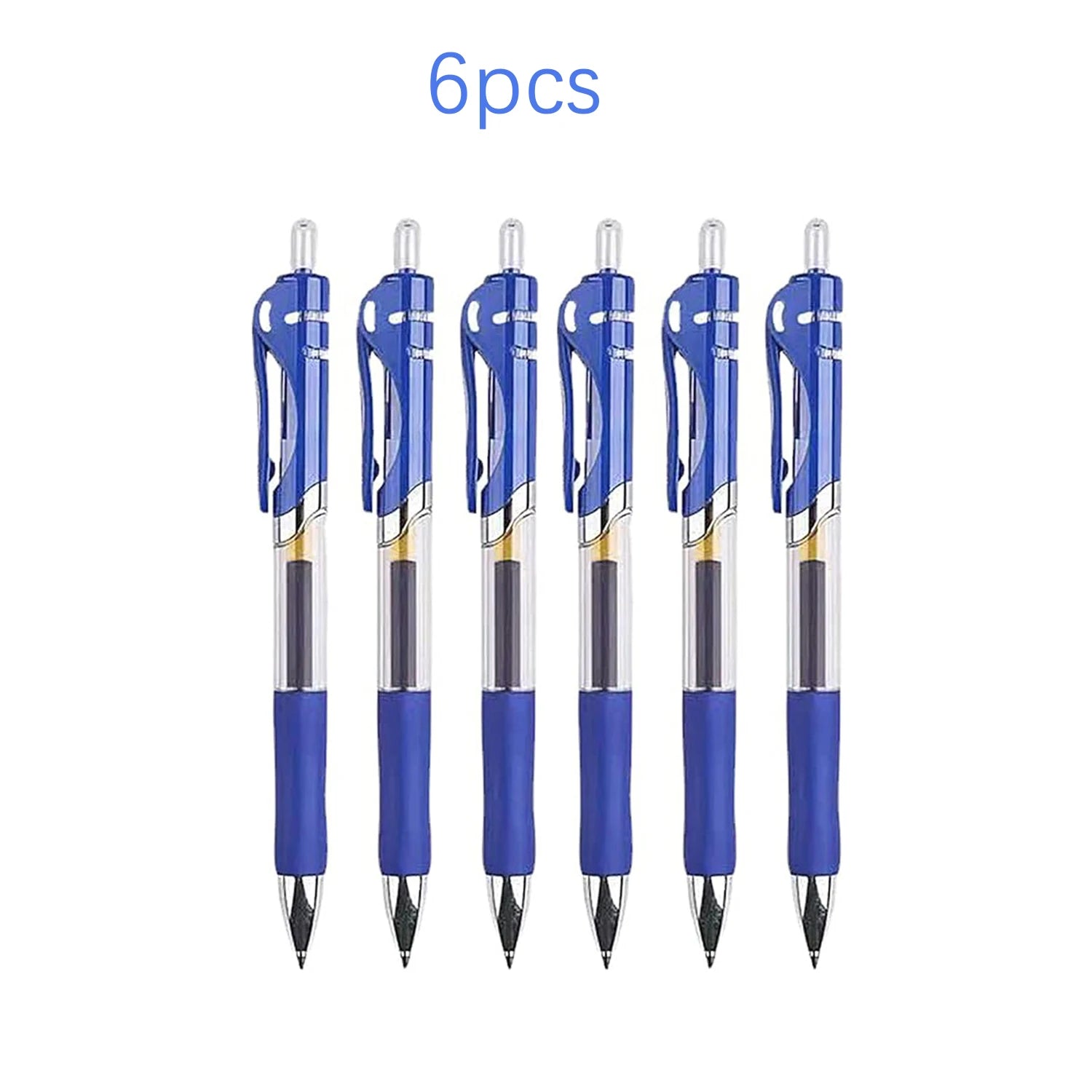 6/12pcs Retractable Gel Pens Set Black/Red/Blue Ink Ballpoint for Writing Refills Office Accessories School Supplies Stationery Oasis Select 6Pcs blue