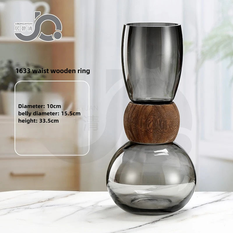 Modern Simple and Creative Wooden Piers Glass Vases Tabletops Home Flower Arrangements and Study Decorations Flower Vase Oasis Select 1633