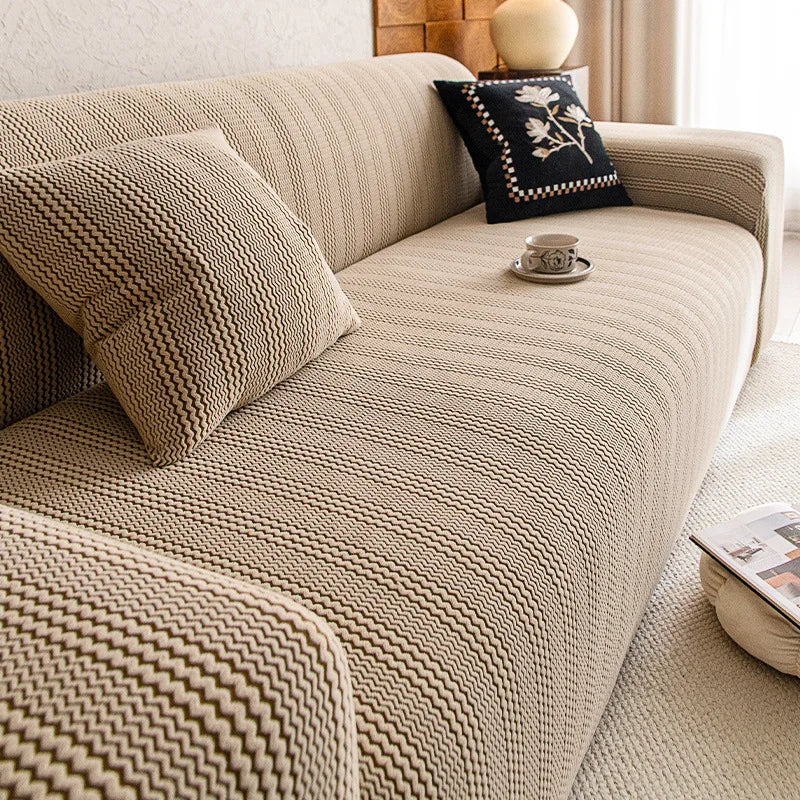 The New Sofa Cover Is Fully Covered with Anti-cat Scratch Protective Cover Elastic Anti-slip and Dust-proof Sofa Cover Fabric Oasis Select 3 people 190-230cm Khaki