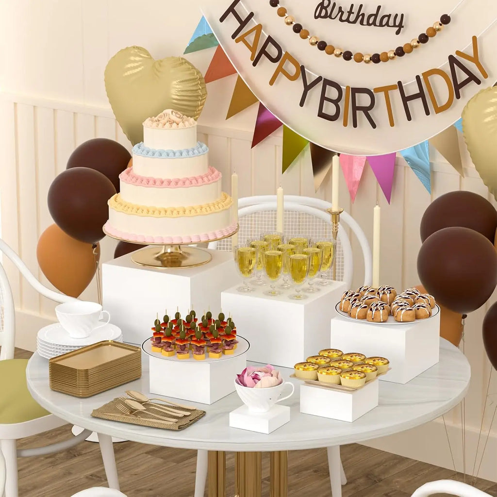 6pcs Acrylic Cube Cake and Dessert Display Stands with Stackable Sections Suitable for Displaying in Wedding Parties and Shops Oasis Select