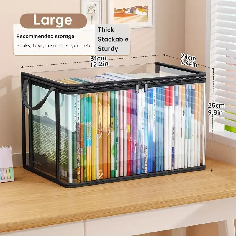 Clear PVC Storage Box with Flip-Top View Window,Multi-Use Organizer for Toy Crafts Supplie-Durable Gift Container,Home Organizer Oasis Select Transparent Medium