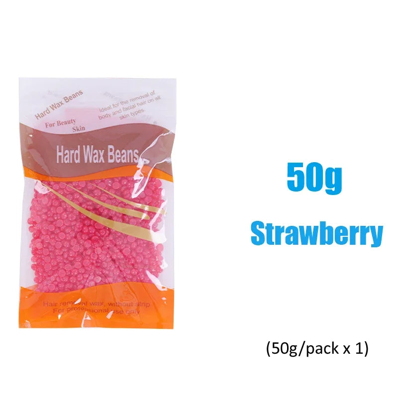 2026 Hard Wax Beans 50/200/500g for Wax Heater Painless Depilatory Body Hair Removal for Bikini Area Face And Body Oasis Select 50g-Strawberry