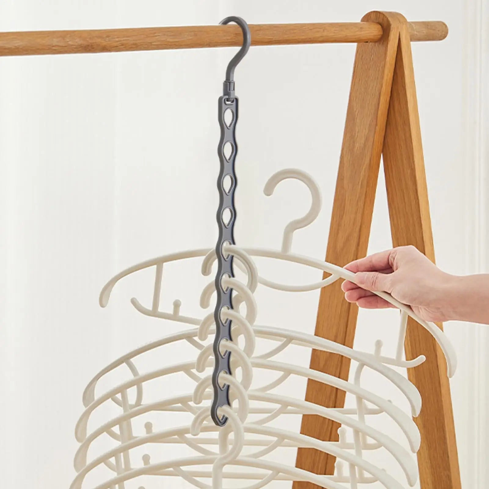 10-hole Space Saving Hanger Clothes Storage Rack Plastic Hanger Multi-function Folding Hanger Wardrobe Drying Clothes Oasis Select