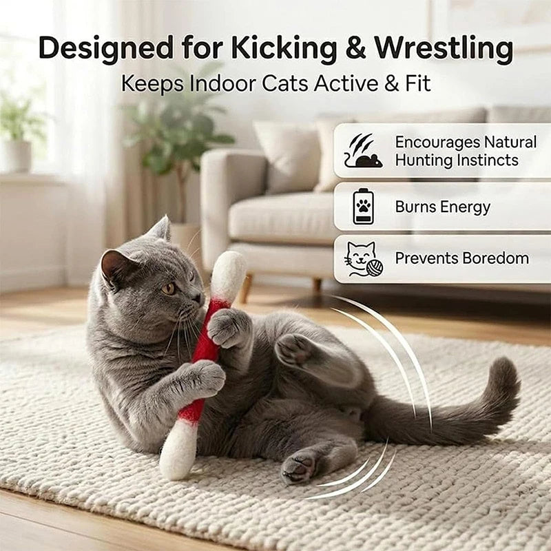 Giant Cotton Swab Design Cat Chew Sticks 6Pcs Felt Interactive Cat Toy with Catnip Pet Kitten Play Accessories Oasis Select