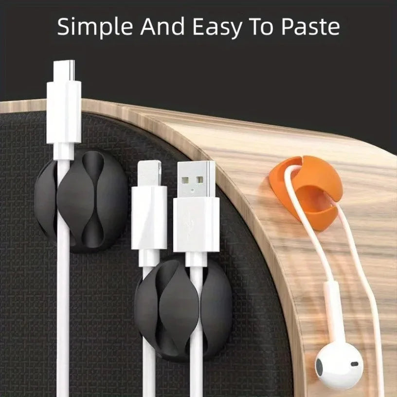 Simple 3-slot charging cable clip 4Pcs/10PCS/20PCS desktop cable wrapper, self-adhesive USB cable clip, mouse cable organizer Oasis Select