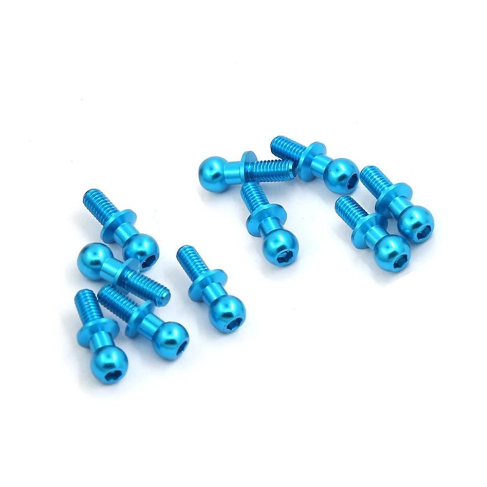 10Pcs M3 Metal Hex Ball Screws for TT01 TT02 D5 1/10 RC Drift Car Spare Parts Universal,Blue Oasis Select