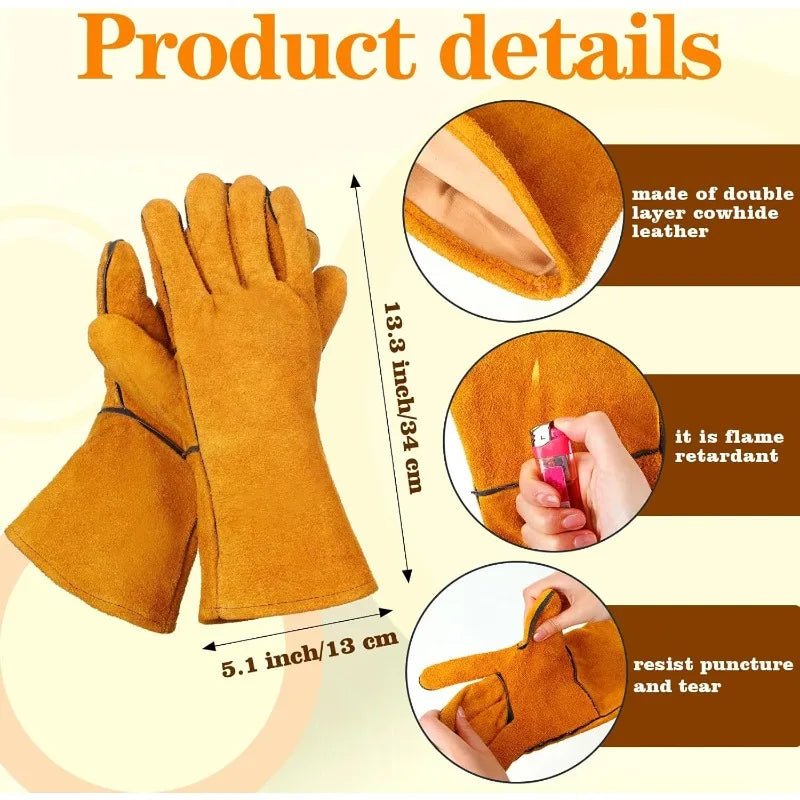 Yellow Flame-retardant Heat-proof Welding Work Gloves Industrial Grade Metal Welding Protector Soldering Welding Tools Oasis Select