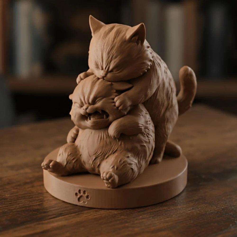 Interesting Fighting Cats Figurines 3D Printing Cute Animal Statues Whimsical Cats Decor Home Office Desk Shelf Pet Lovers Gifts Oasis Select