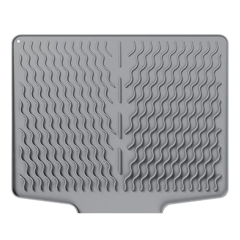 LIKE WISH Silicone Tableware Drain Mat, Anti Slip Sink Mat, Slope Guide Bowl Dish Drying Filter Mat Oasis Select Grey