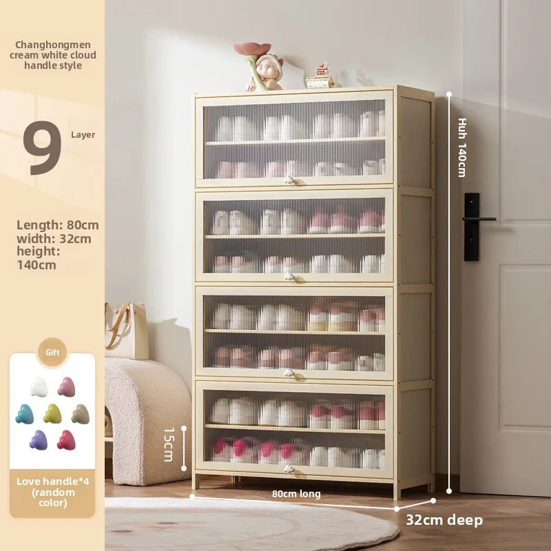 Cream wind dopamine shoe cabinet household simple door multi-layer dust storage shoe rack Oasis Select 9th floor 80