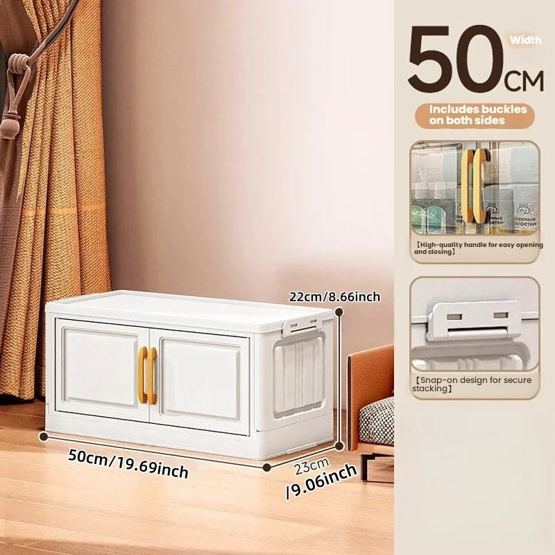 Double-door living room storage cabinet, folding floor-standing storage box, no installation required, simple storage cabinet Oasis Select 50cm-1 layers-white
