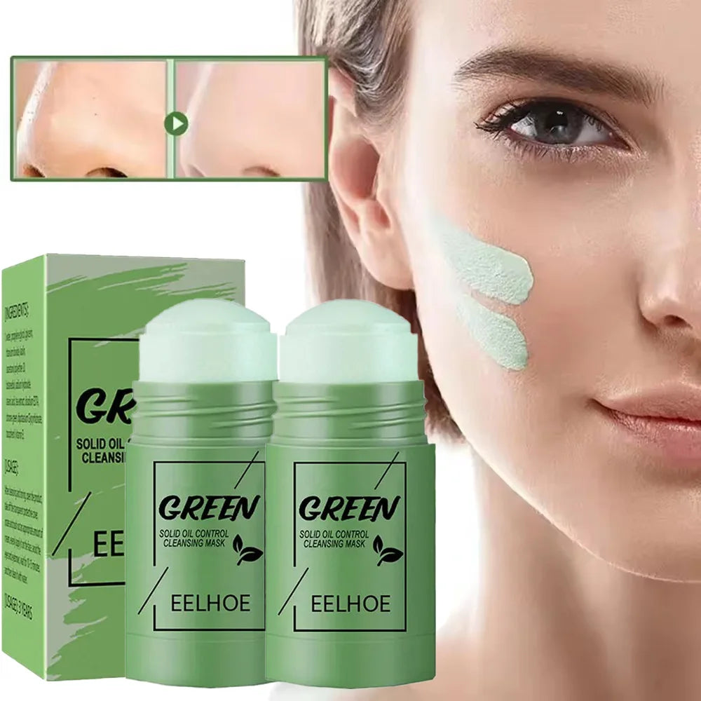 Face Clean Mask Green Tea Stick Deep Cleansing Mud Film Oil Control Remove Blackheads Pores Shrink Beauty Skin Set for Travel Oasis Select
