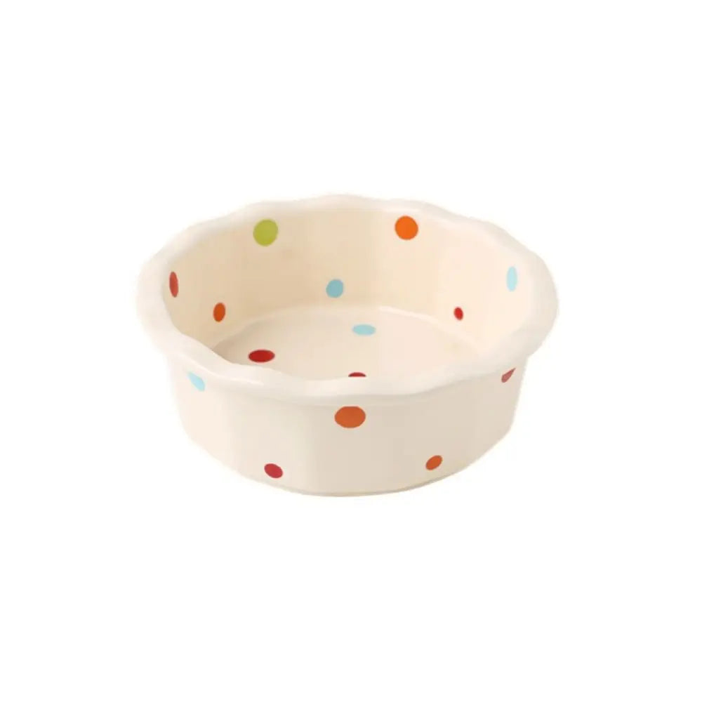 Anti-Tip Ceramic Cat & Dog Food Bowl | Wave Dot Feeder